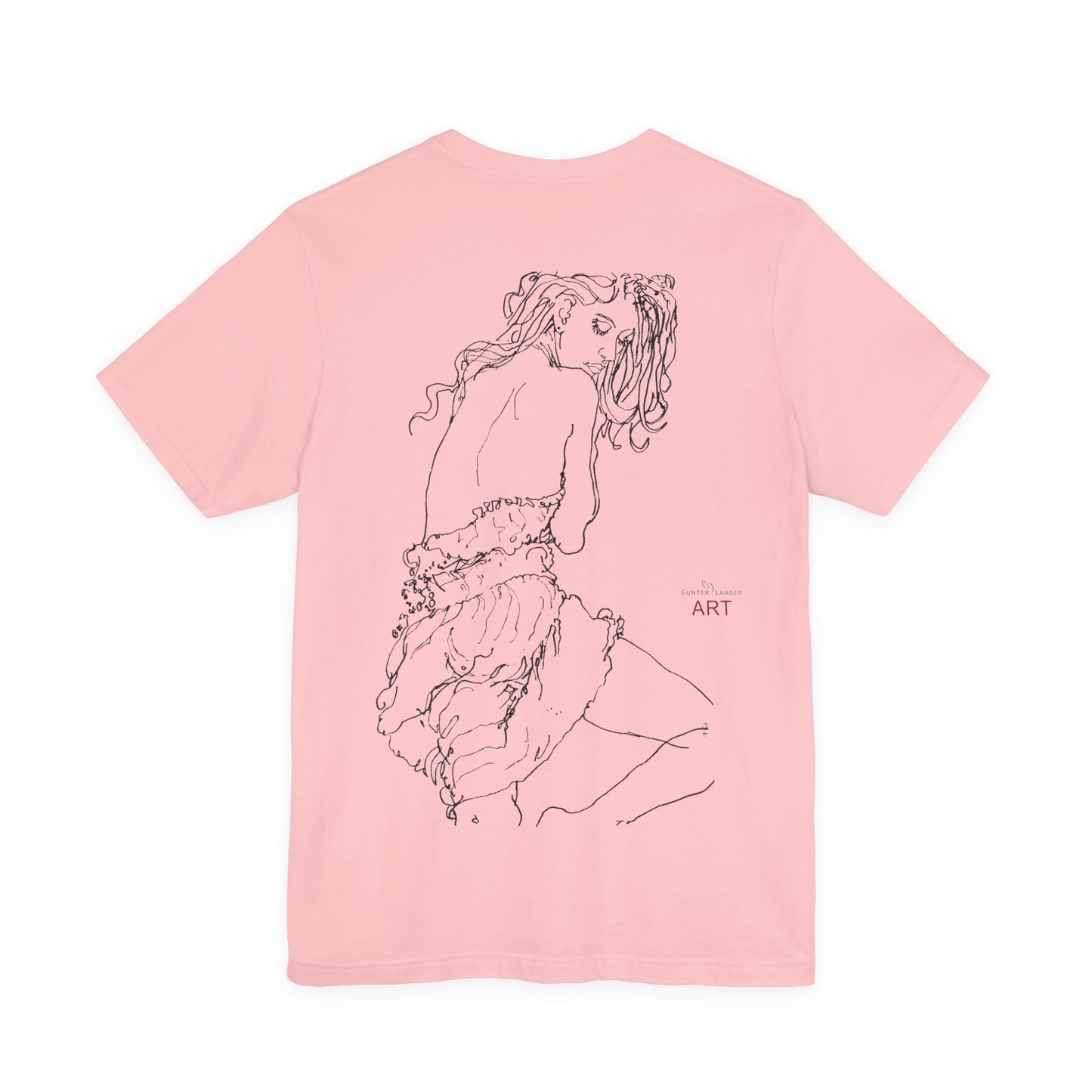 Unisex Jersey Short Sleeve Tee - Motiv: Front Logo & Rückseite Giselle H 48,42 cm, N-Label