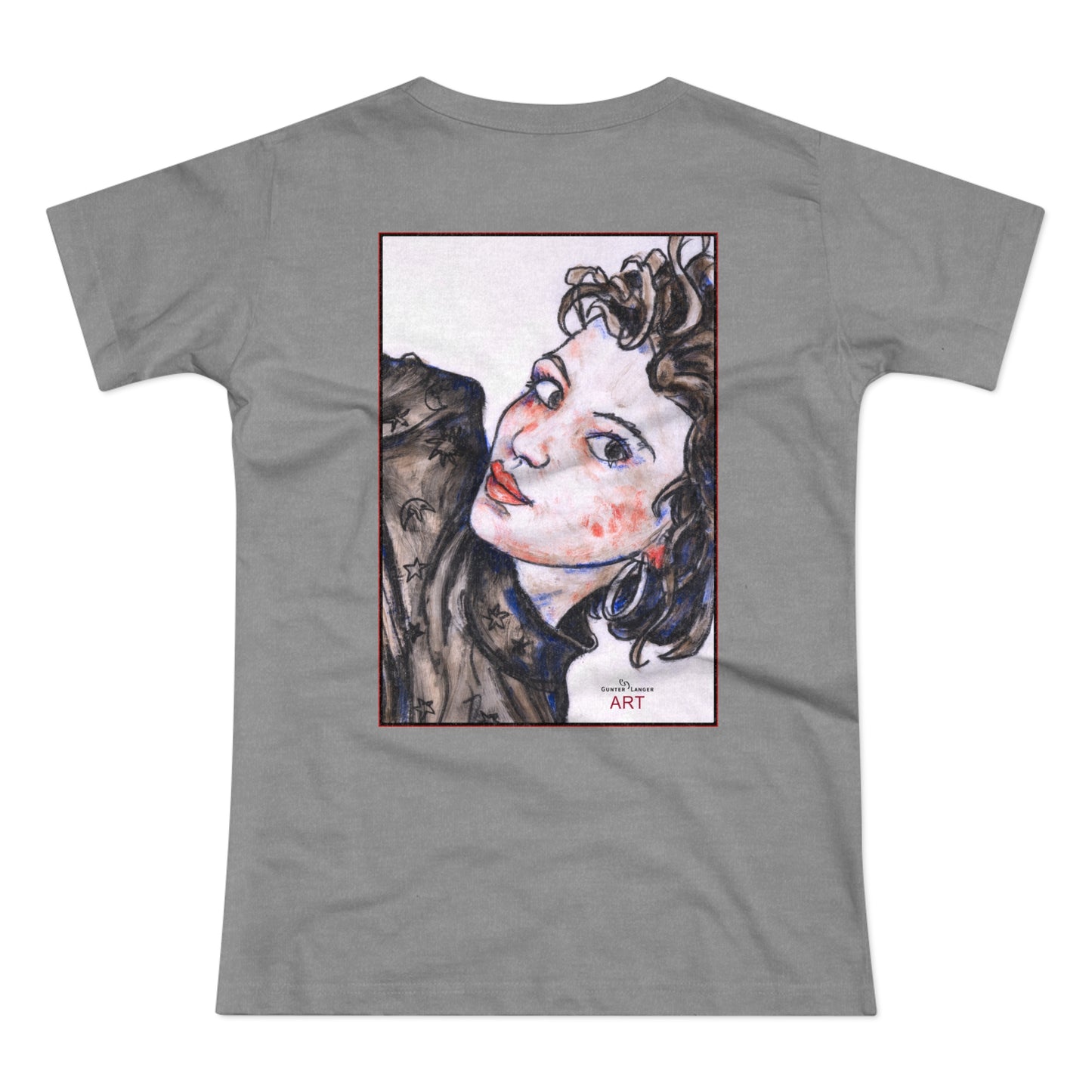 Single Jersey Women's T-shirt - hell - Motiv: Front Annette, H 20 cm & Rückseite Annette, H 35,56 cm