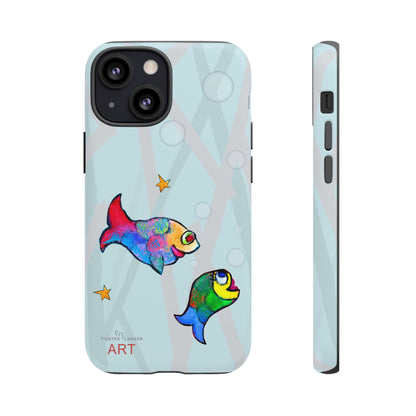Tough Cases - iPhone - Motiv: "Fische", Mikado blau