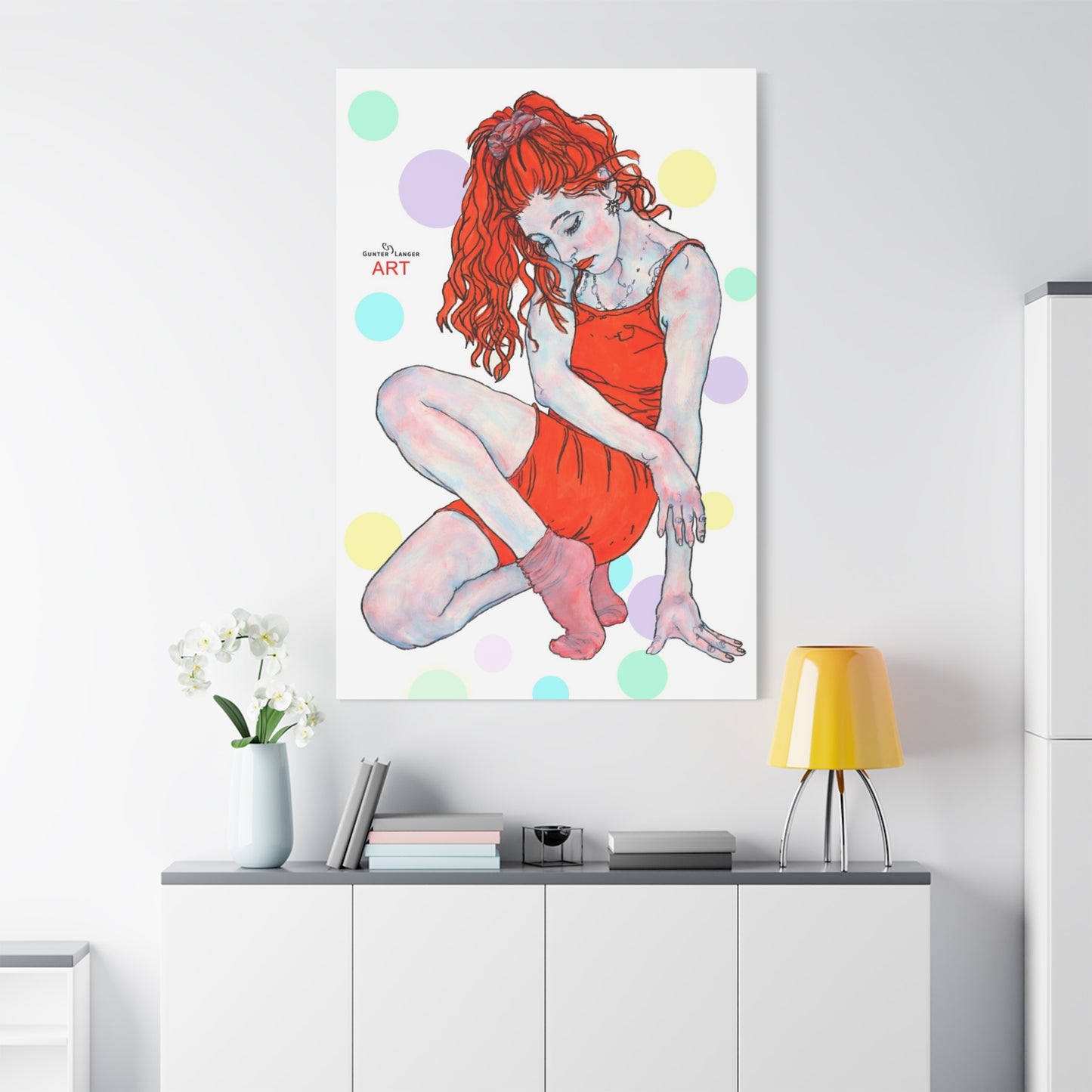 Matte Canvas, Stretched, 1.25" - Motiv: Julia, Farbkreise, Format H 91, 122, 152 cm