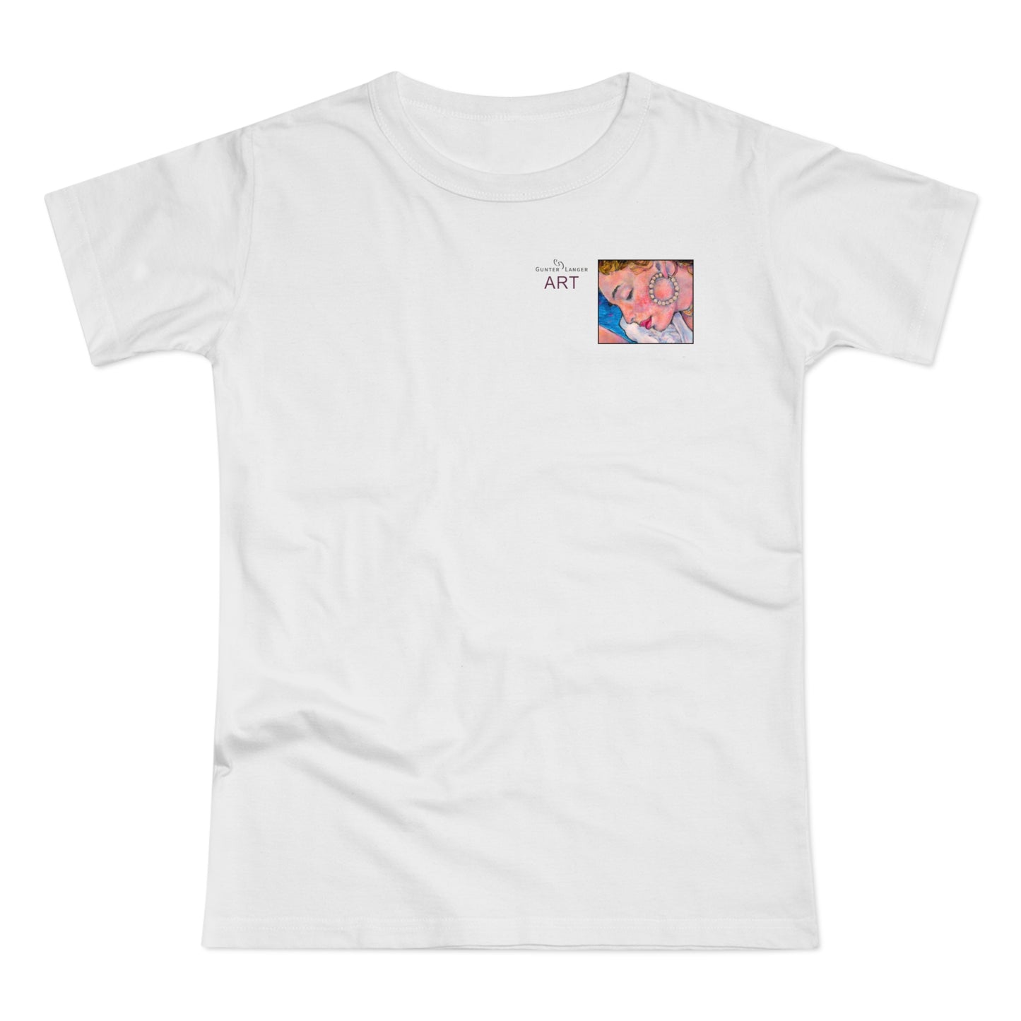 Single Jersey Women's T-shirt - hell - Motiv: Alva, Ausschnitt, H 6,5 cm