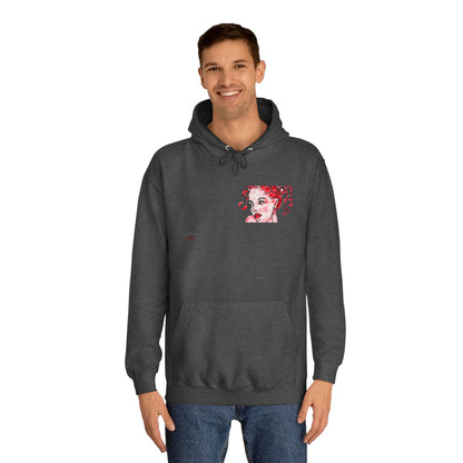 Unisex College Hoodie -  Motiv: Front Mila H 10,5 cm (Ausschnitt) & Rückseite Mila H 49 cm