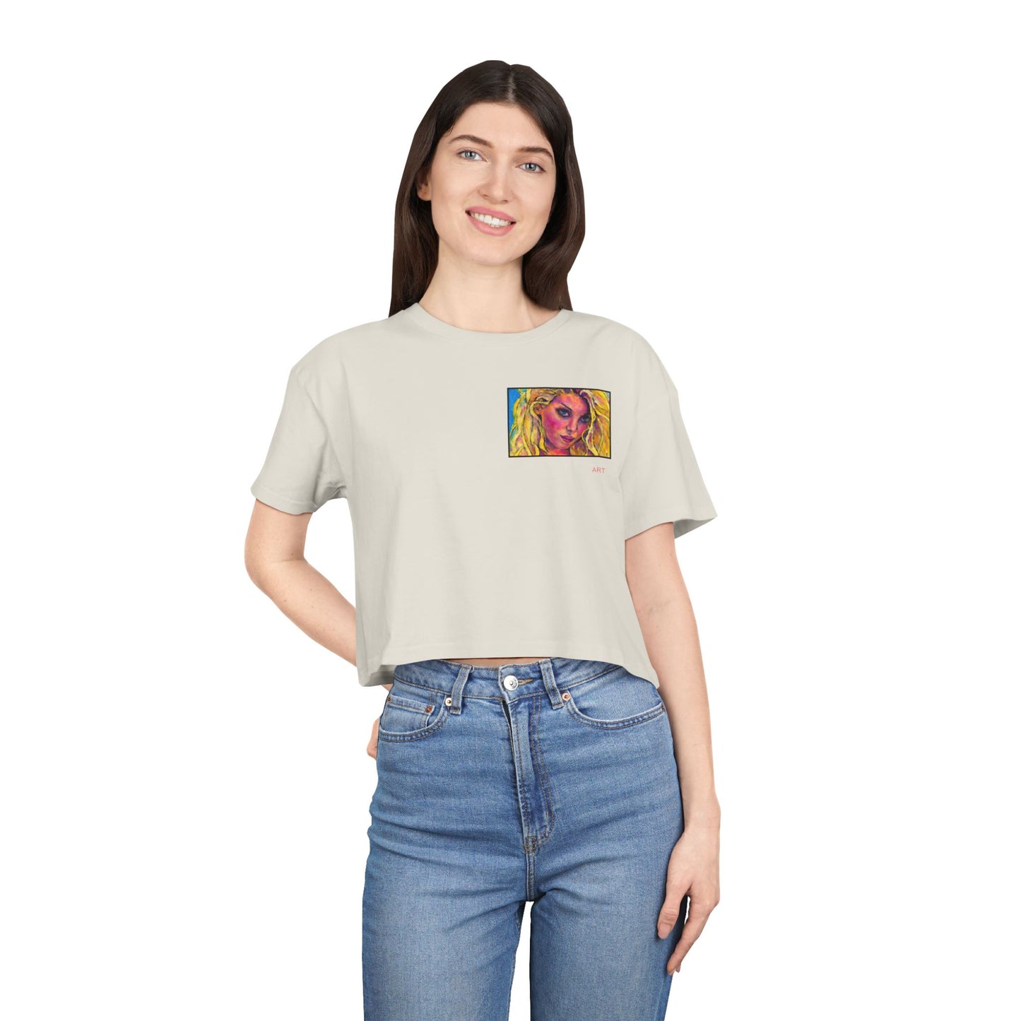 Women's Crop Tee - Motiv: Front "Maria" H 8,6 cm & Rückseite "Maria" (Ausschnitt) H 24,8 cm