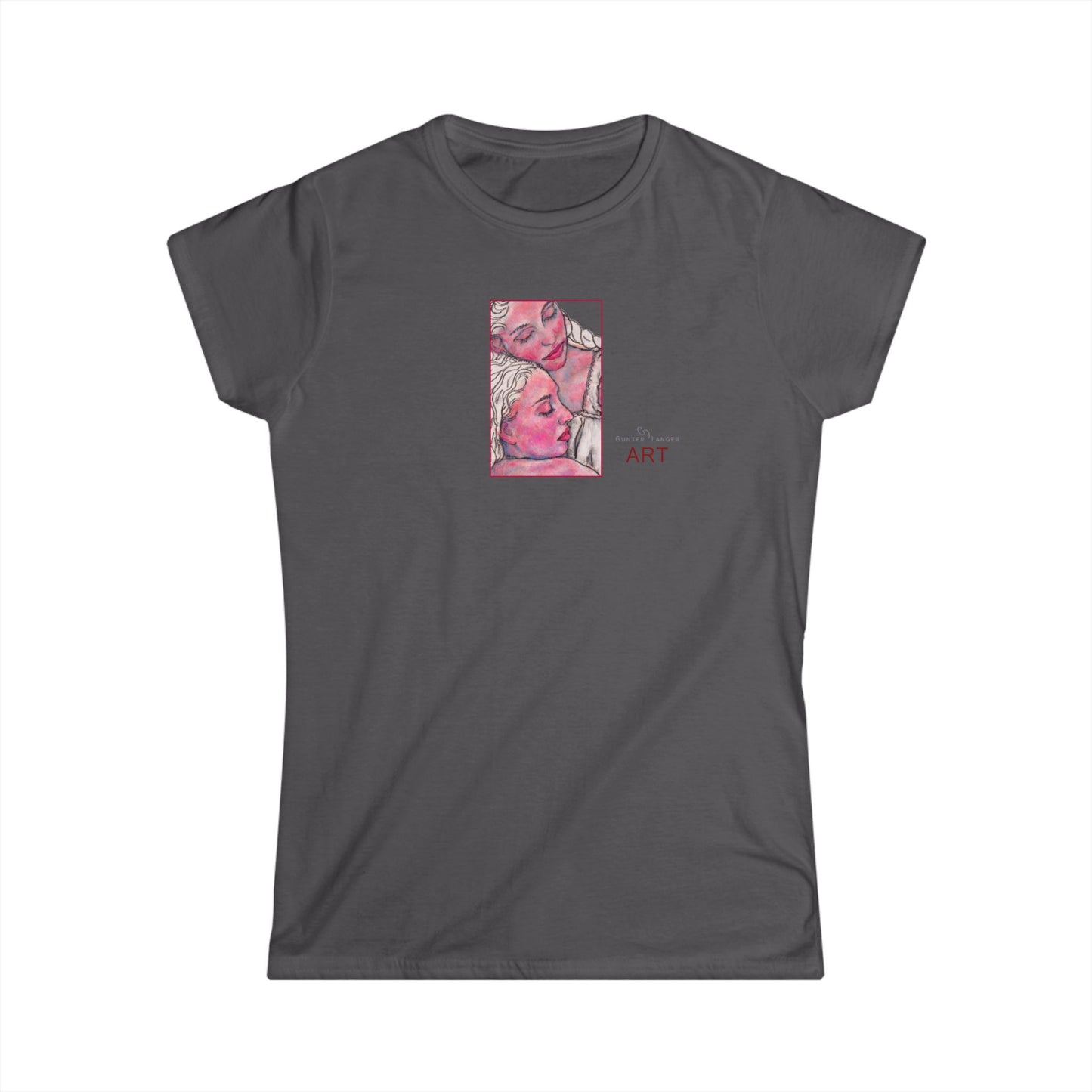 Women's Softstyle Tee - Motiv: Front, Zuflucht, H 14 cm (klein) & Rückseite Zuflucht, H 34,5 cm (groß)