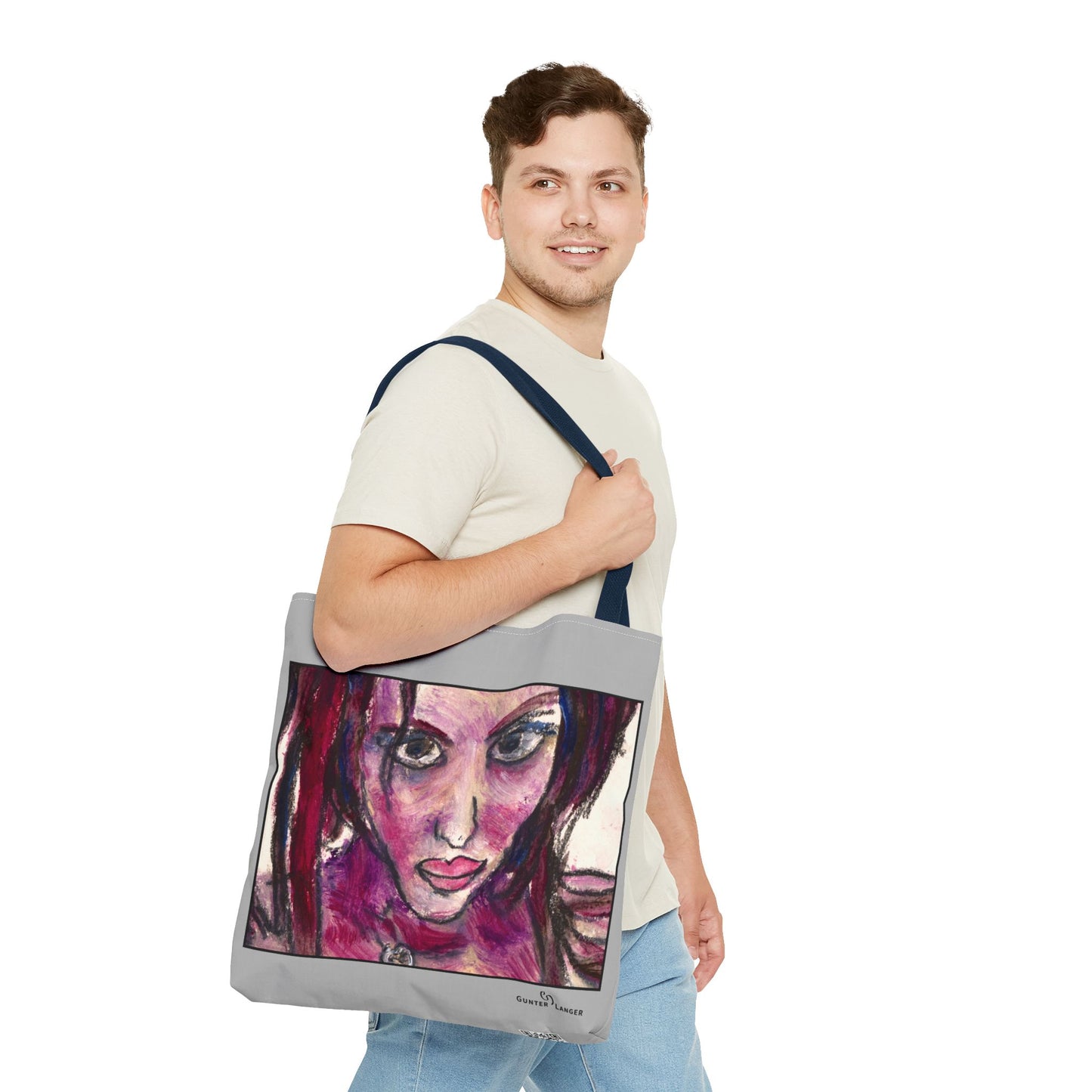Tote Bag (AOP)- Motiv: Front Lola & Rückseite Lola, Grau
