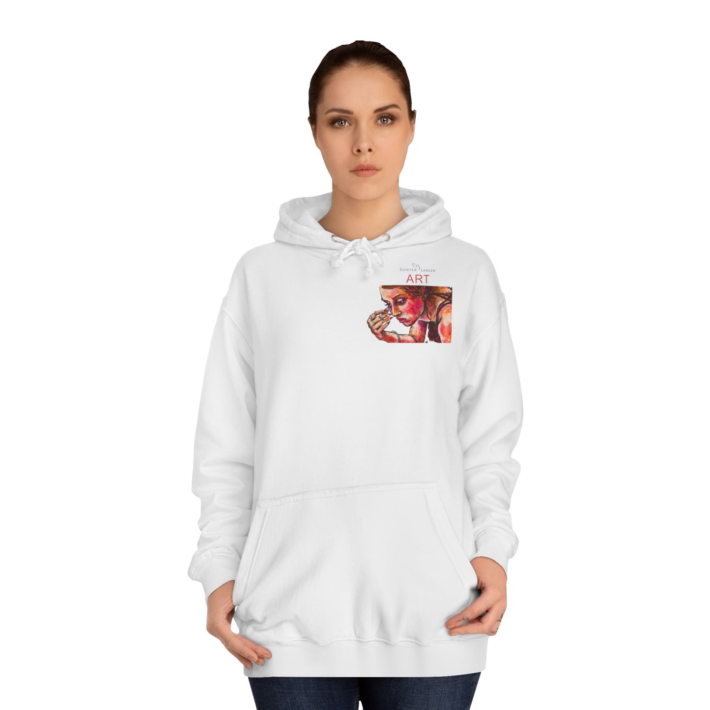 Unisex College Hoodie - Motiv: Front, Marla (Ausschnitt H 10 cm) & Rückseite Marla, H30 cm