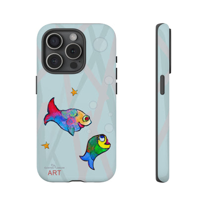 Tough Cases - iPhone - Motiv: "Fische", Mikado blau