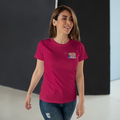 Single Jersey Women's T-shirt- dunkel - Motiv: Alva, Ausschnitt, H 6,5 cm