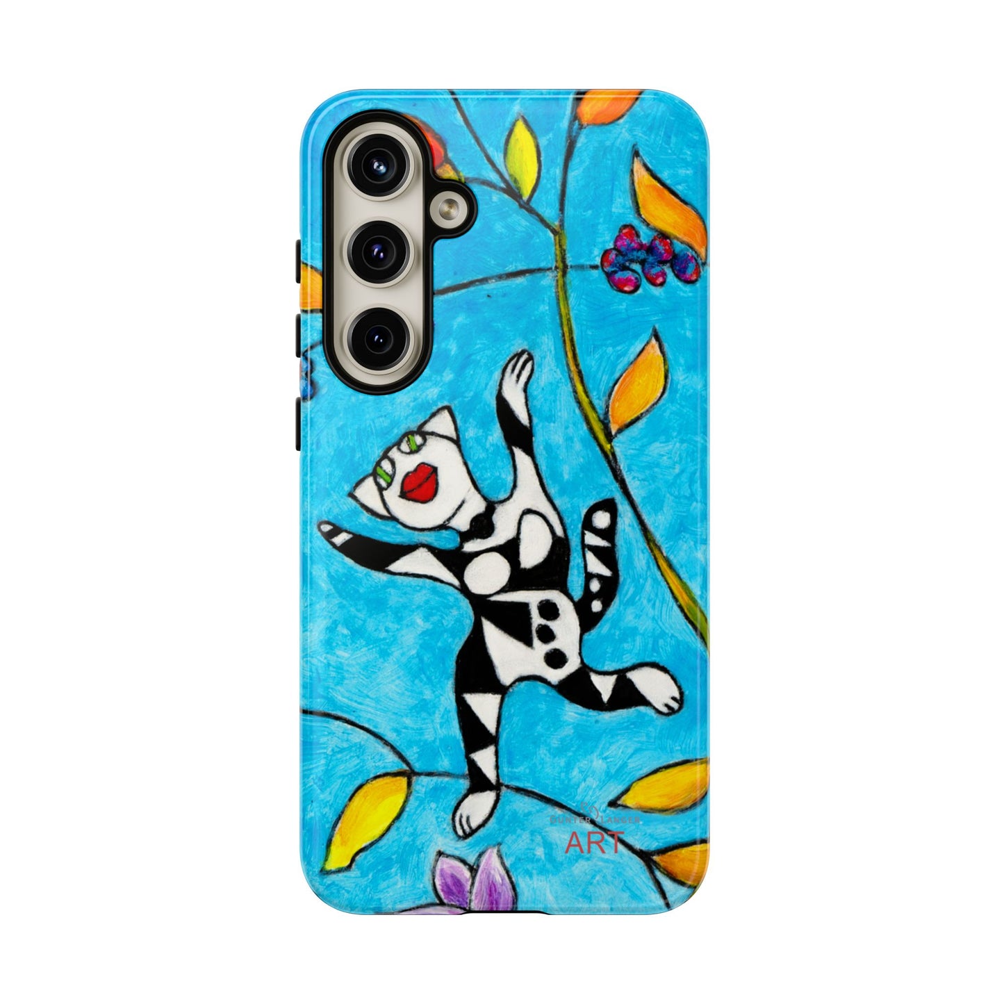 Tough Cases - Google Pixel - Samsung Galaxy - Motiv: Karierte Katze hüpft