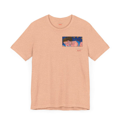 Unisex Jersey Short Sleeve Tee - Motiv: Front Alva (Ausschnitt H 7,8 cm) & Rückseite Alva, H 41 cm, Neck Label