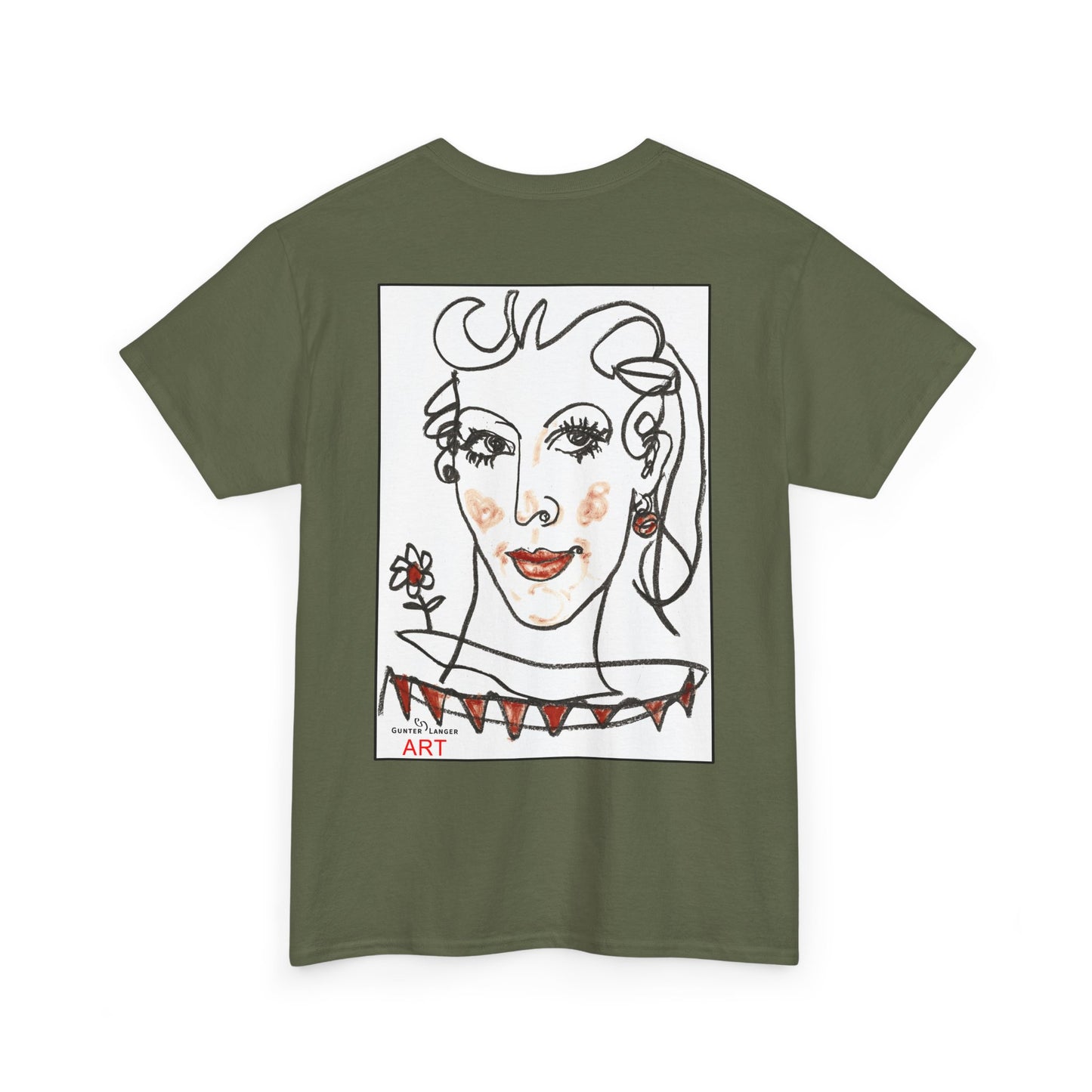Unisex Heavy Cotton Tee - Motiv: Front Logo & Rückseite Lina, Neck Label