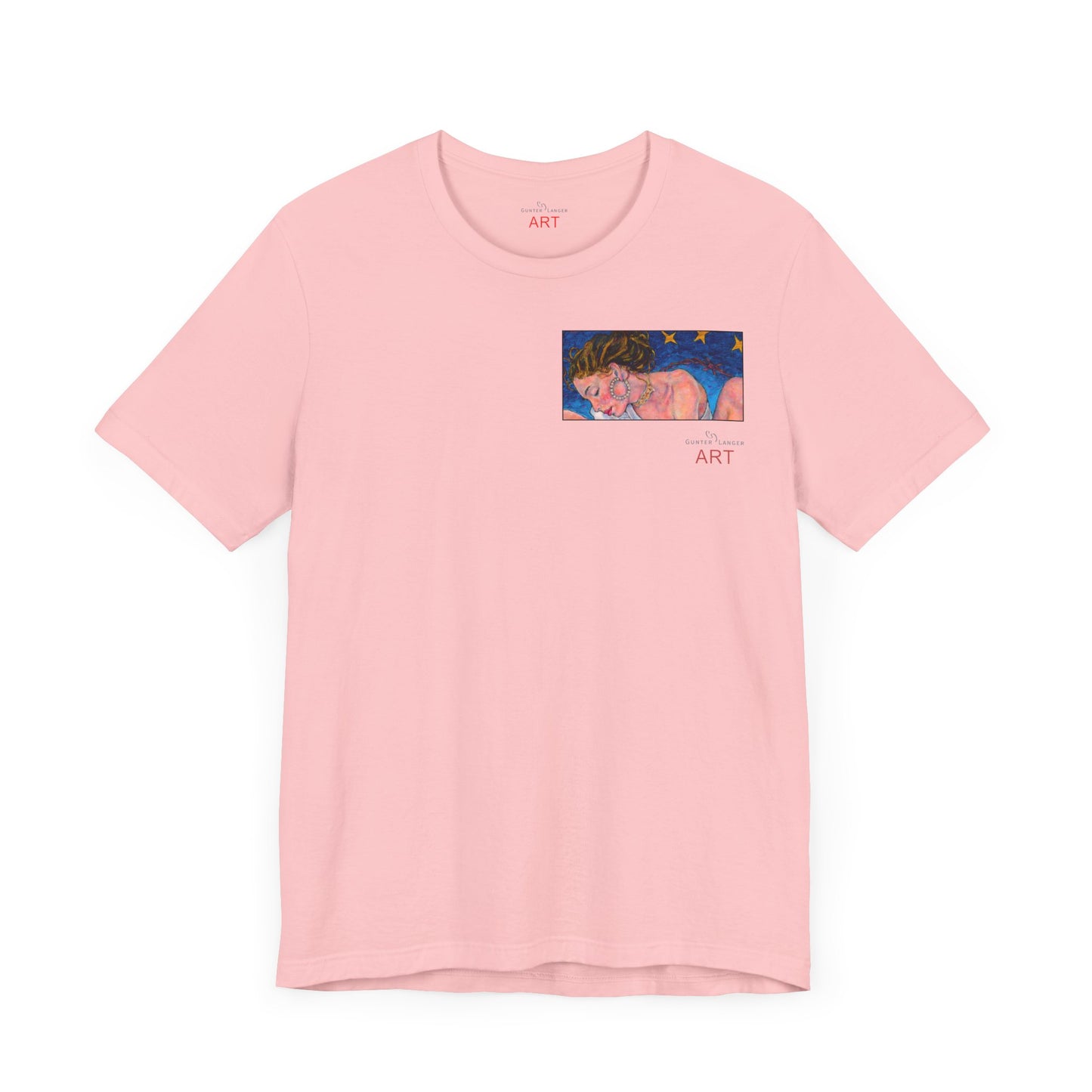 Unisex Jersey Short Sleeve Tee - Motiv: Front Alva (Ausschnitt H 7,8 cm) & Rückseite Alva, H 41 cm, Neck Label