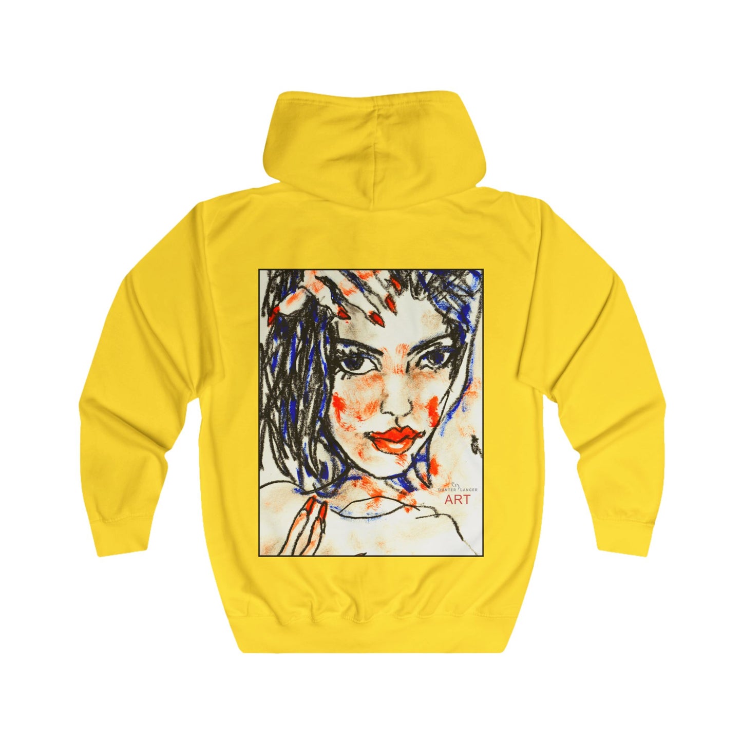 Unisex Full Zip Hoodie - Motiv: Front Kira (Ausschnitt H 23,5 cm) & Rückseite Kira H 46 cm