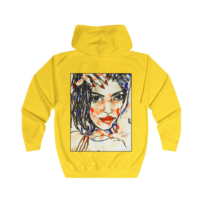 Unisex Full Zip Hoodie - Motiv: Front Kira (Ausschnitt H 23,5 cm) & Rückseite Kira H 46 cm