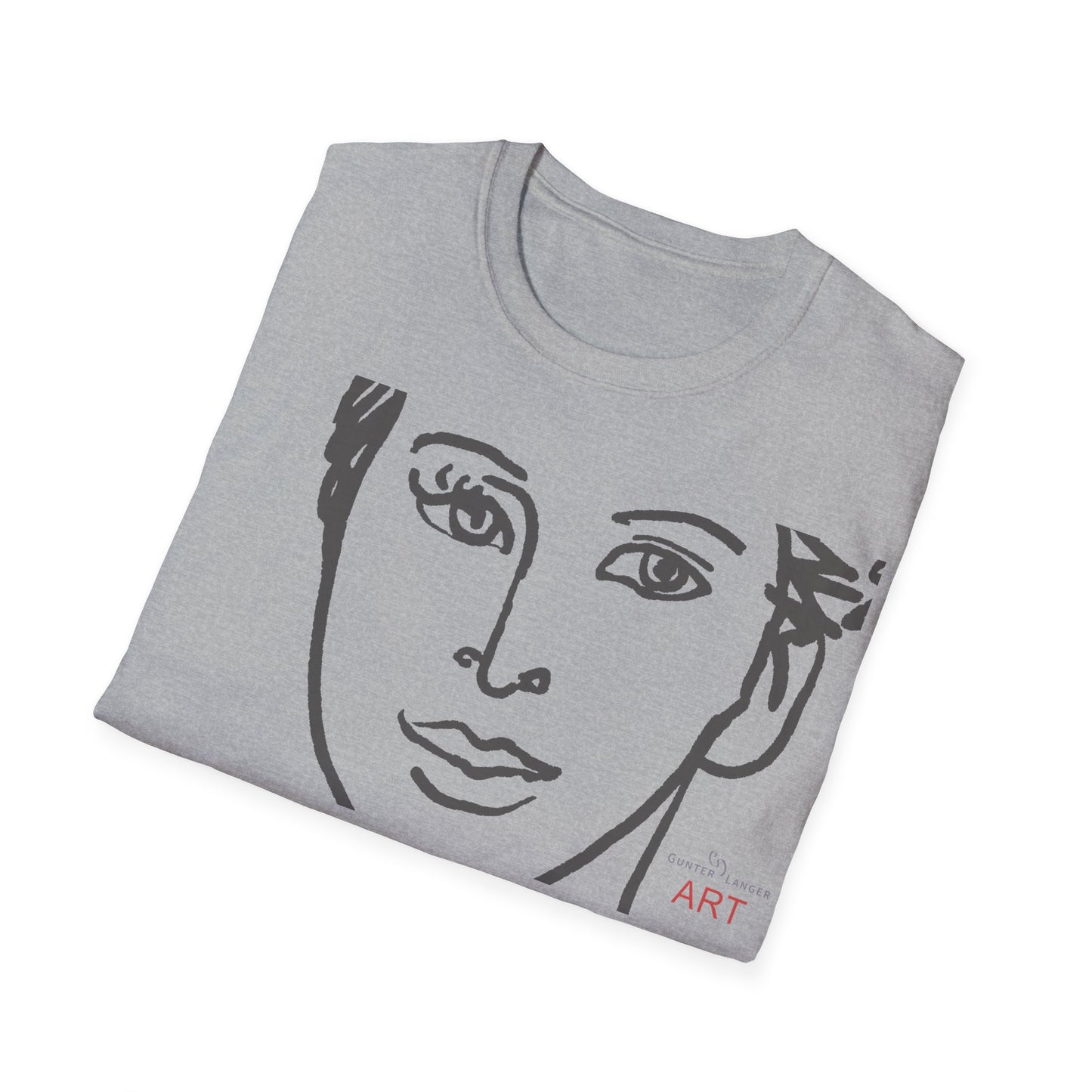 Unisex Softstyle T-Shirt - Motiv: Front Lars, H22,7 cm (Ausschnitt) & Rückseite Lars, H 49 cm (grau)