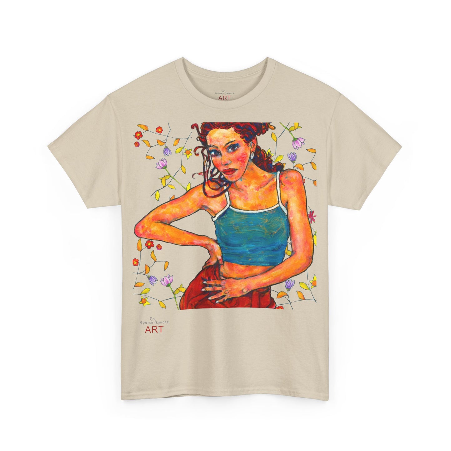 Unisex Heavy Cotton Tee - Motiv: Lea A02, Ranken, 40,45 cm, Neck Label