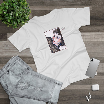 Single Jersey Women's T-shirt - hell - Motiv: Front Annette, H 20 cm & Rückseite Annette, H 35,56 cm