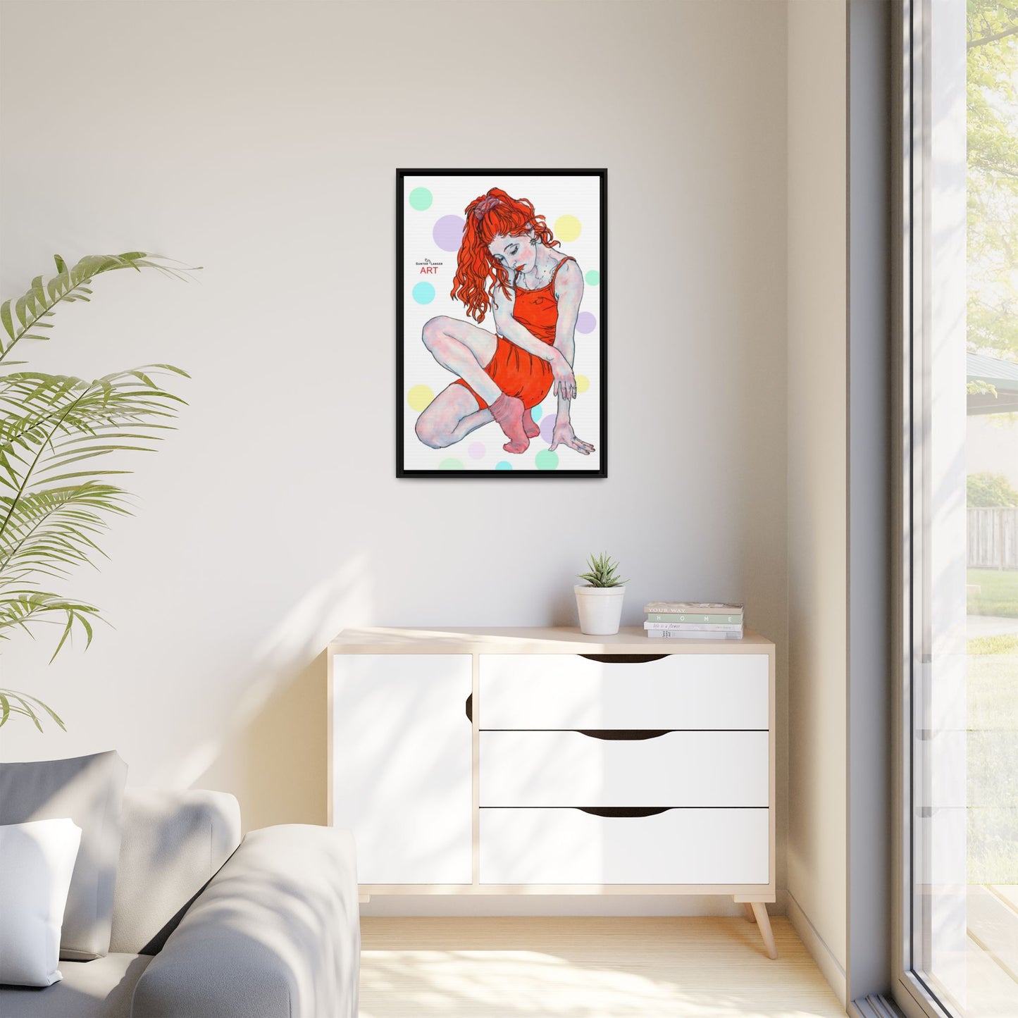 Matte Canvas, Framed (Multi-color) - Motiv:  Julia, Farbkreise, Format groß, H 91,4 bis 152,4 cm