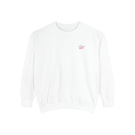 Unisex Garment-Dyed Sweatshirt - Motiv: Front Logo, & Rückseite Raja, H 40,6 cm