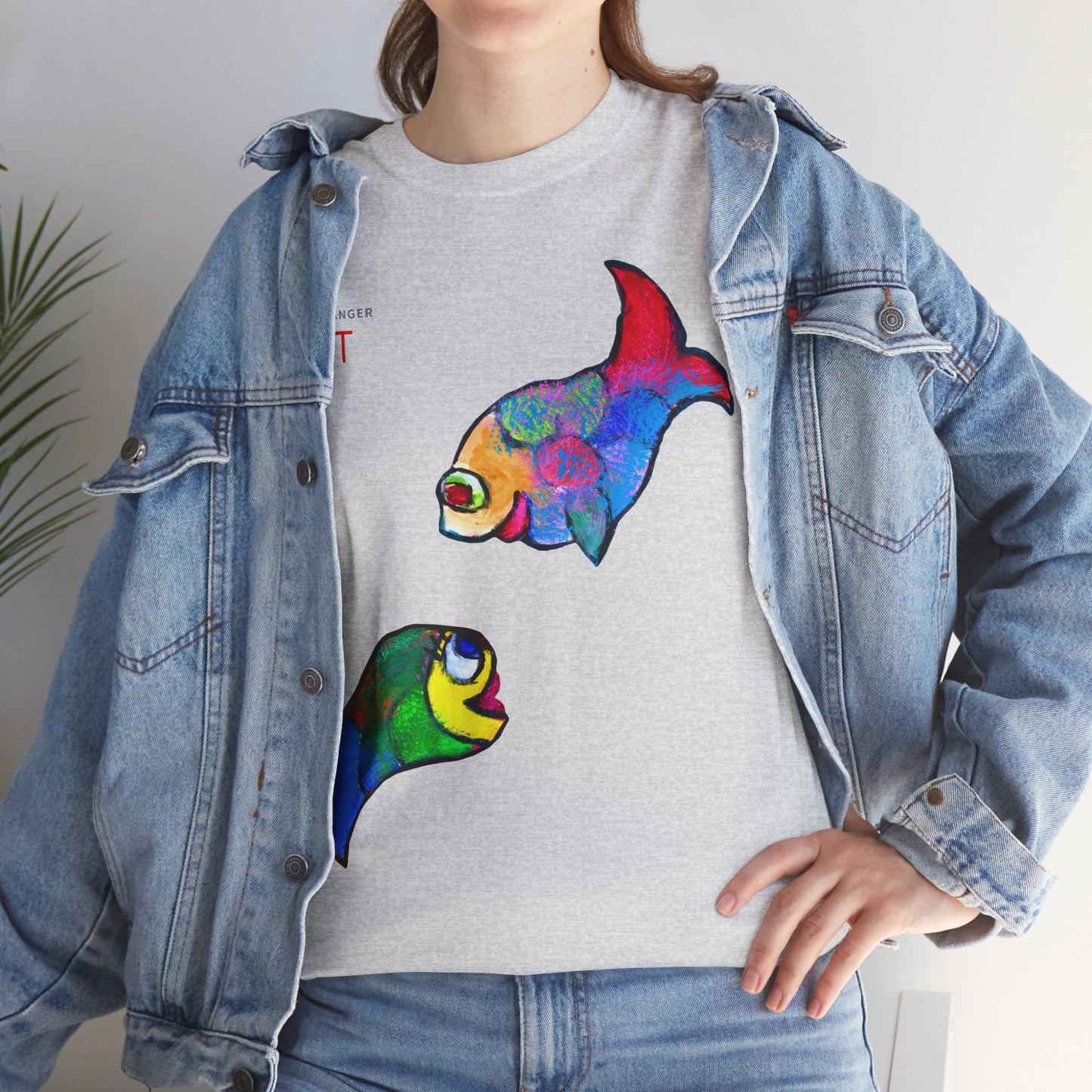 Unisex Heavy Cotton Tee - Motiv: Front Zwei Fische zueinander