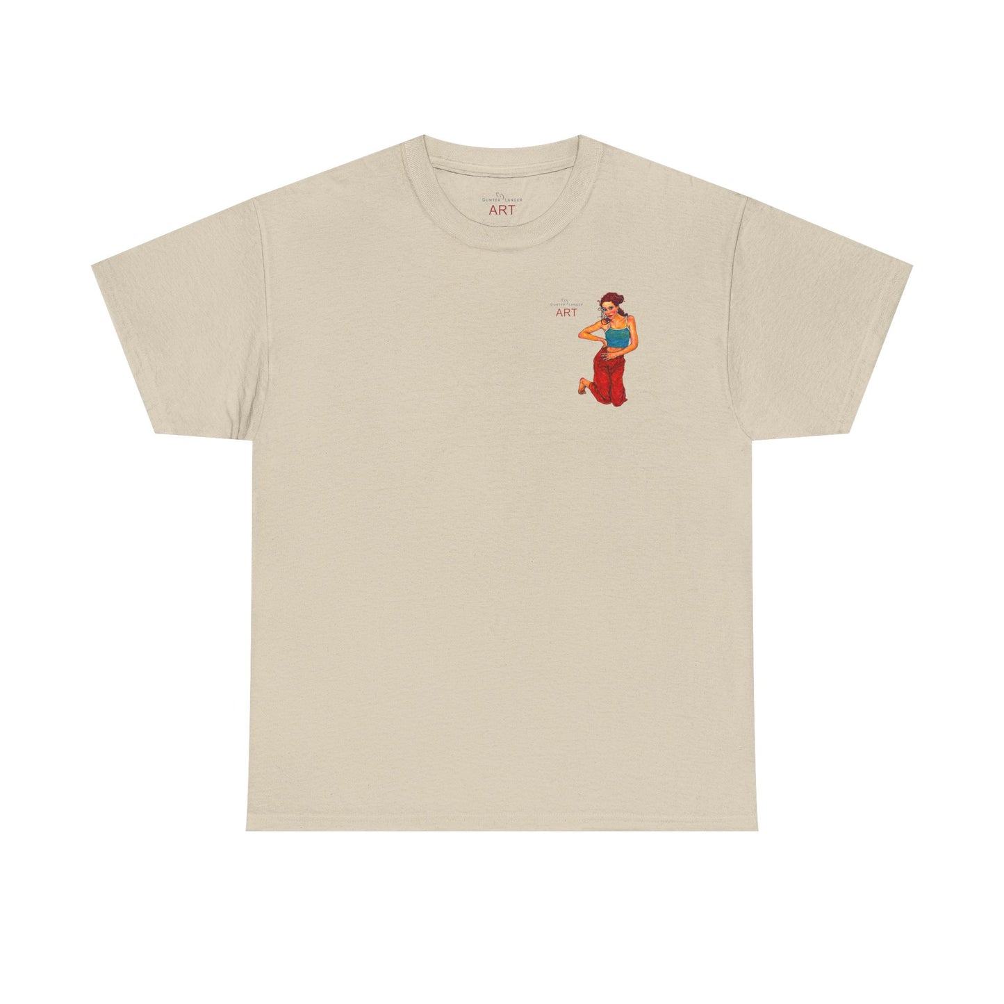 Unisex Heavy Cotton Tee - Motiv: Front, Lea, H 13cm & Rückseite, Lea A02, Ranken, 40 cm, Neck Label