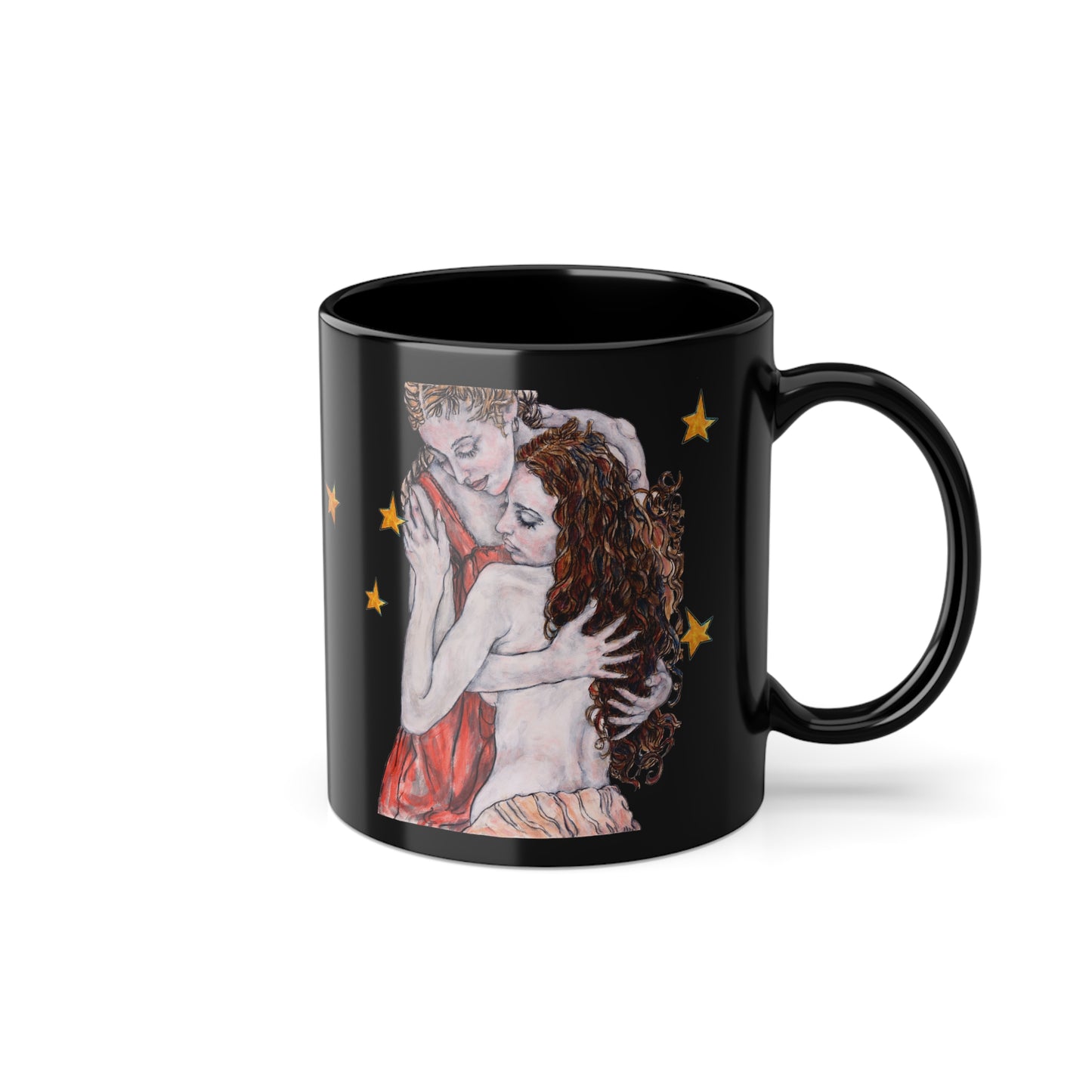 Black Coffee Cup, 11oz - Motiv: Bei dir, Nachthimmel mit Sternen, DE