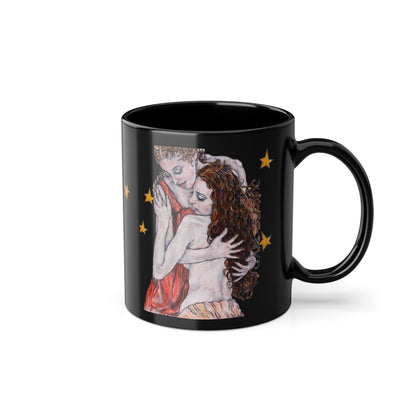 Black Coffee Cup, 11oz - Motiv: Bei dir, Nachthimmel mit Sternen, DE