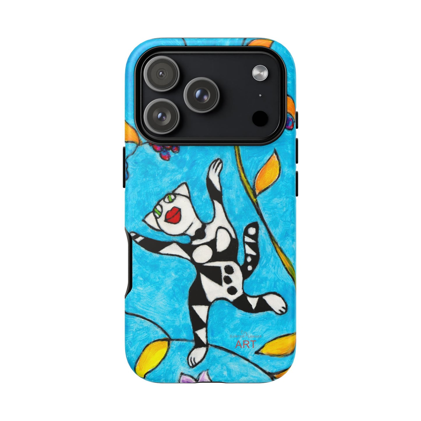 Tough Cases - iPhone - Motiv: Karierte Katze hüpft