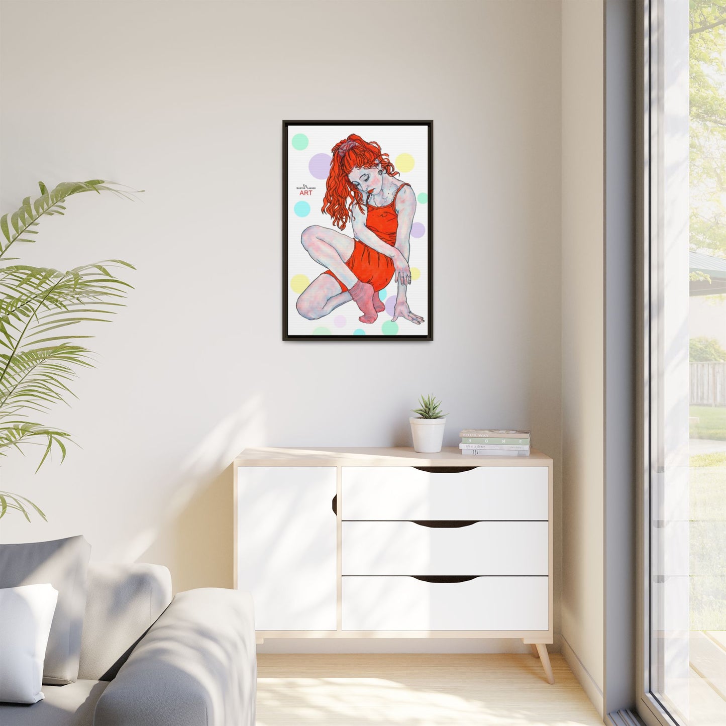 Matte Canvas, Framed (Multi-color) - Motiv:  Julia, Farbkreise, Format groß, H 91,4 bis 152,4 cm