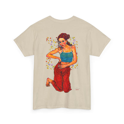 Unisex Heavy Cotton Tee - Motiv: Front, Lea, Ranken, H 13cm & Rückseite, Lea, Ranken, H 40,45 cm, Neck Label