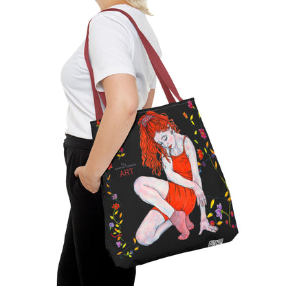 Tote Bag (AOP) - Motiv: Front Julia & Rückseite Julia, 41,44cm Schwarz, Ranken