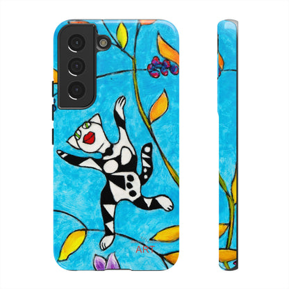 Tough Cases - Google Pixel - Samsung Galaxy - Motiv: Karierte Katze hüpft