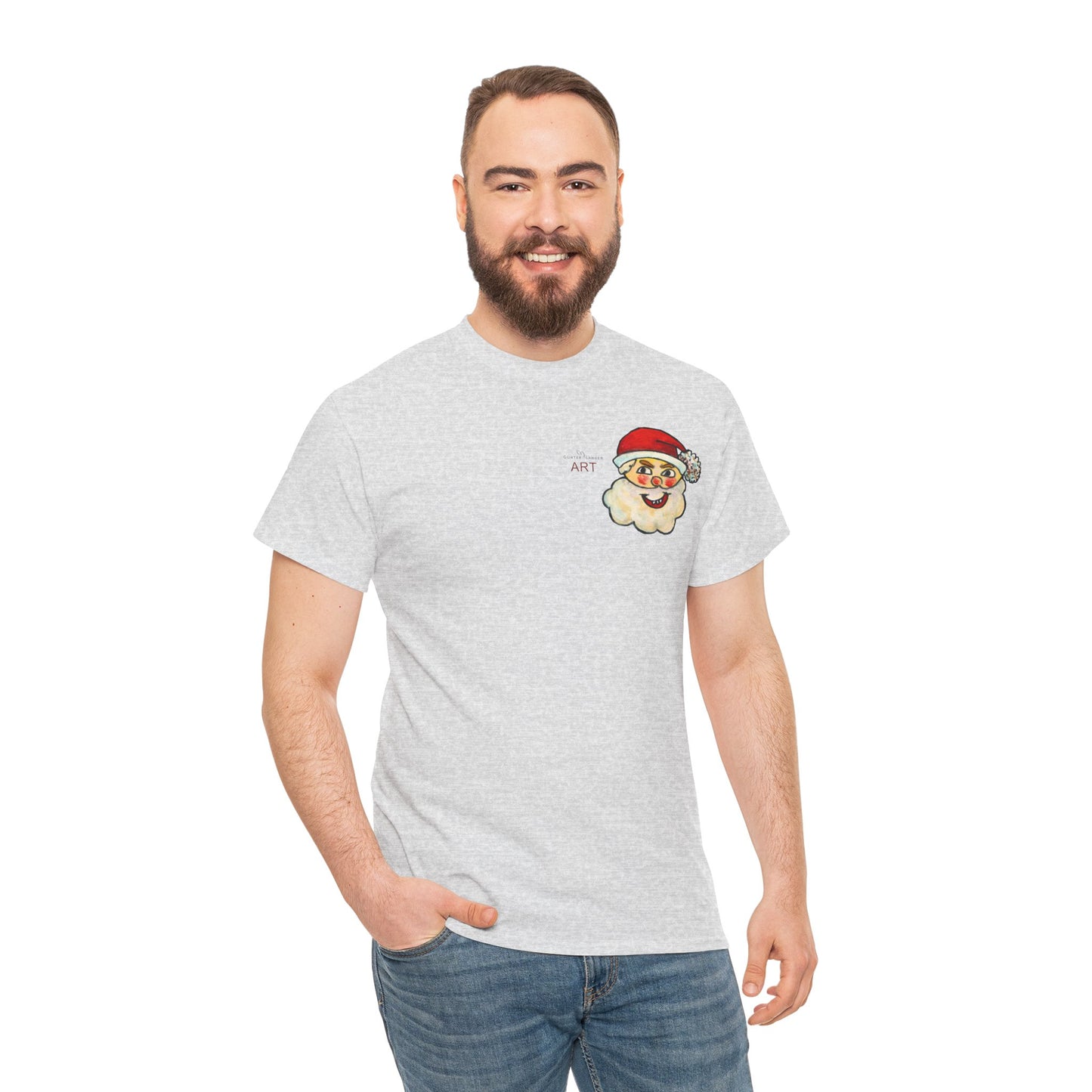 Unisex Heavy Cotton Tee - Motiv: Weihnachtsmann, H 13 cm