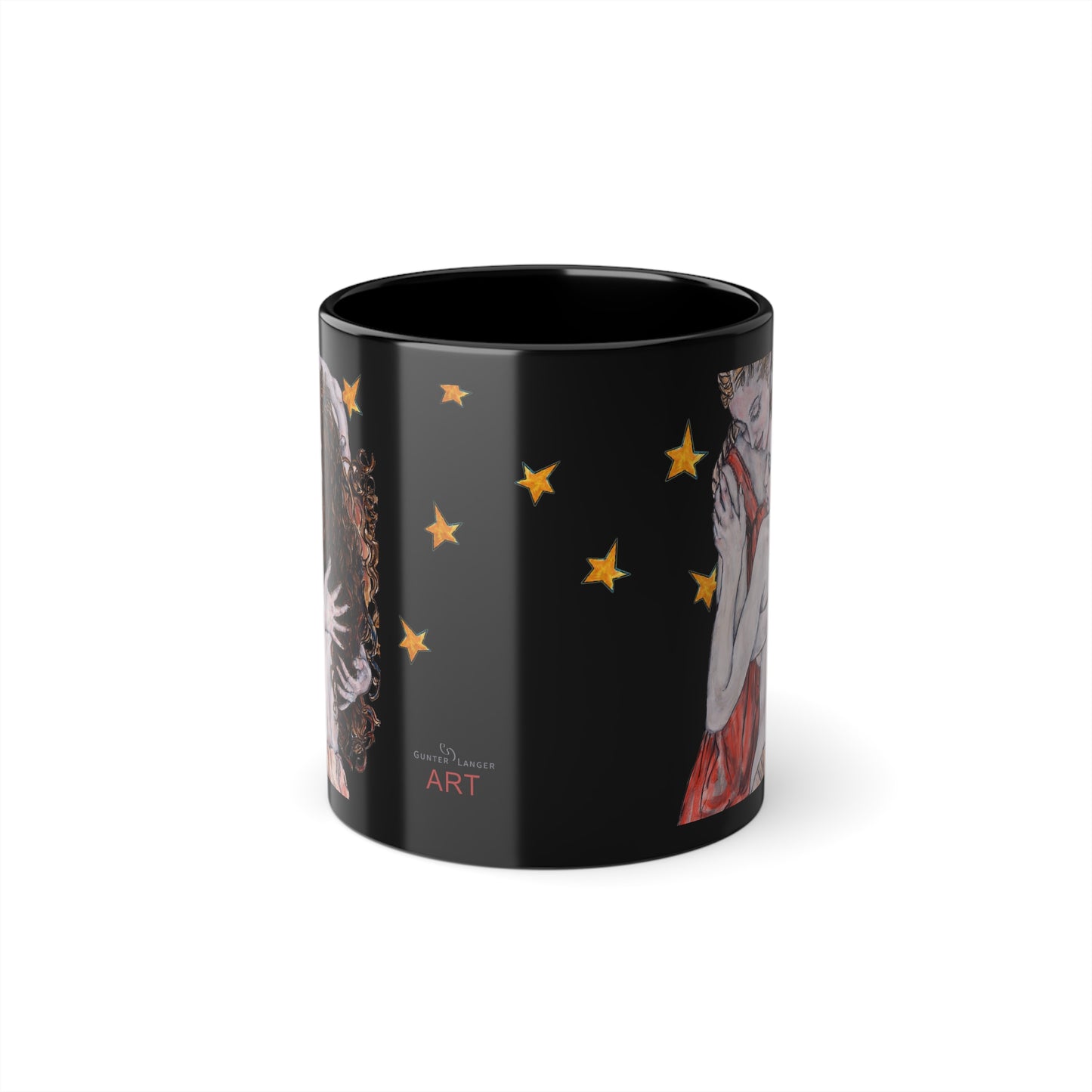 Black Coffee Cup, 11oz - Motiv:  Bei dir, Nachthimmel mit Sternen