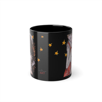 Black Coffee Cup, 11oz - Motiv:  Bei dir, Nachthimmel mit Sternen