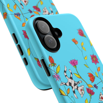 Tough Cases - iPhone - Motiv: Karierte Katzen, blau