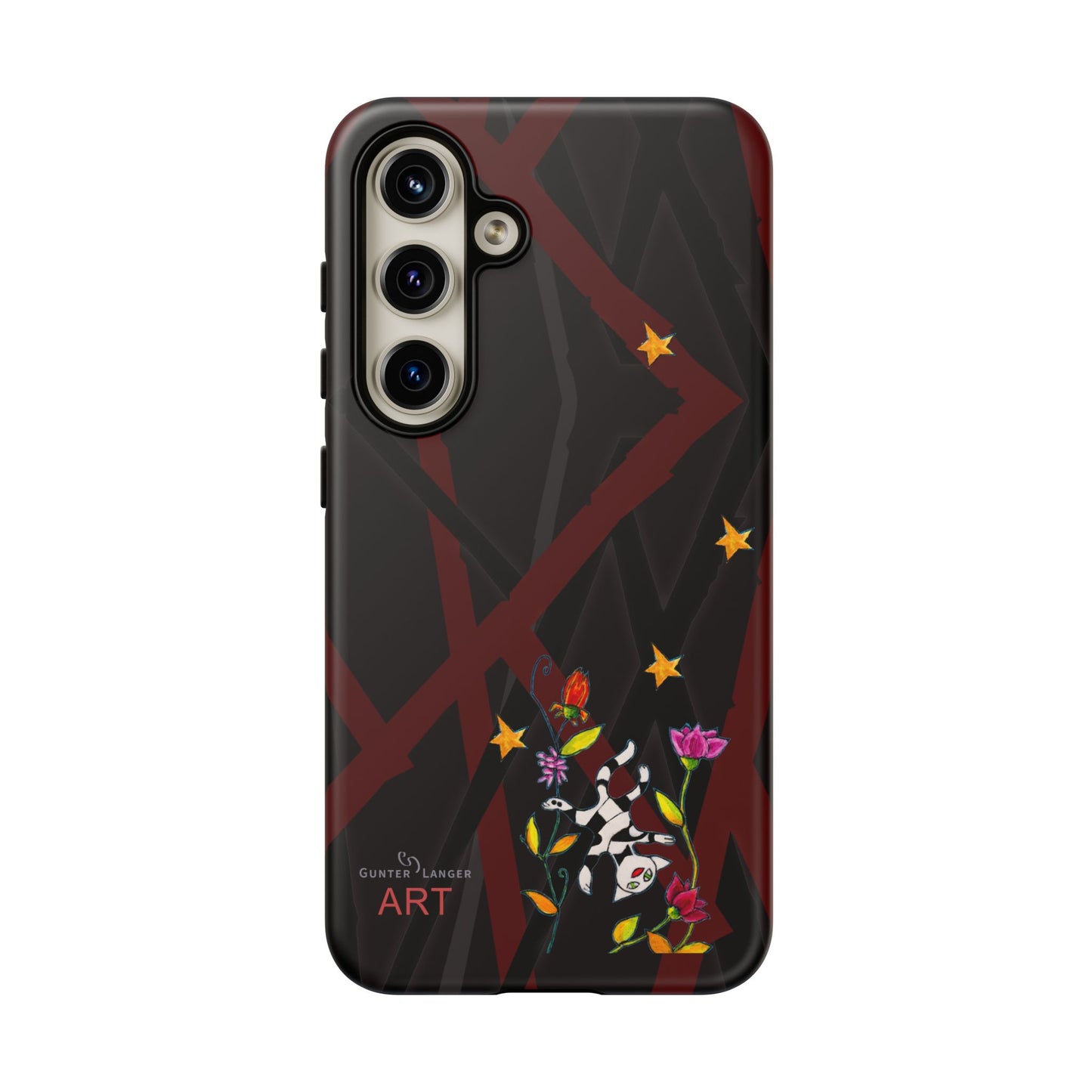 Tough Cases - Google Pixel - Samsung Galaxy - Motiv: Katze schwebt und Ranken, H 5,26 cm, Mikado3