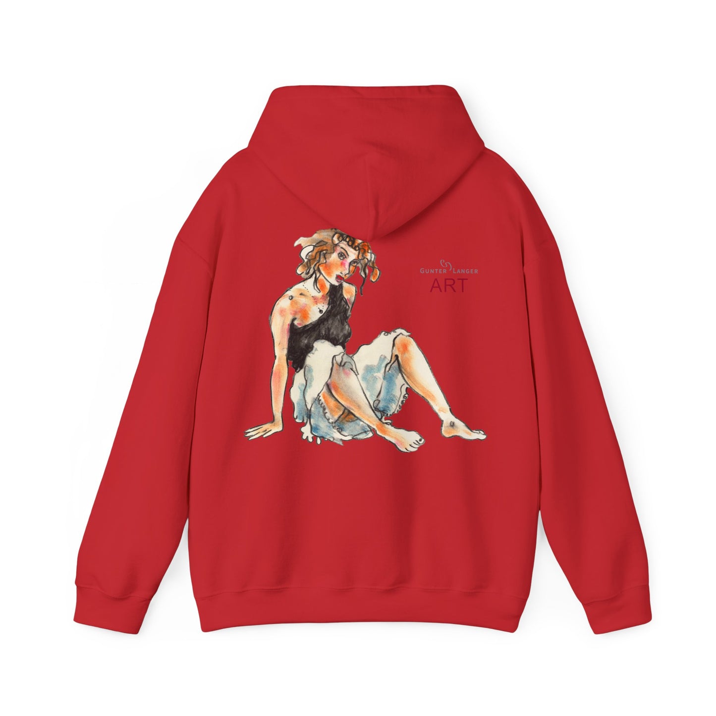 Unisex Heavy Blend™ Hooded Sweatshirt - Motiv Frontseite "Rosa", H 28 cm & Rückseite "Rosa", H 34 cm