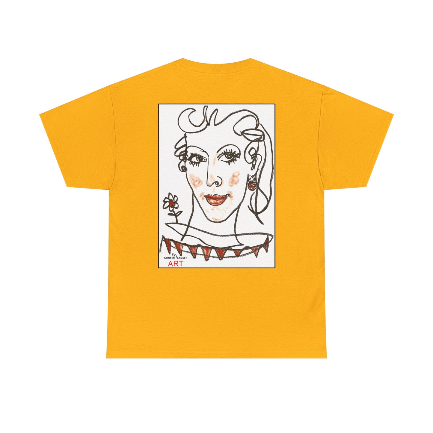 Unisex Heavy Cotton Tee - Motiv: Front Logo & Rückseite Lina, Neck Label