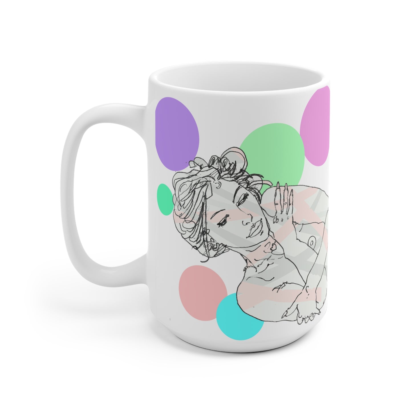 Ceramic Mug (EU) - Motiv: Leonie, Farbkreise, Mikado