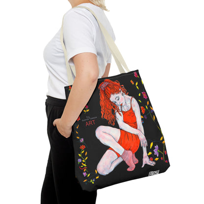 Tote Bag (AOP) - Motiv: Front Julia & Rückseite Julia, 41,44cm Schwarz, Ranken