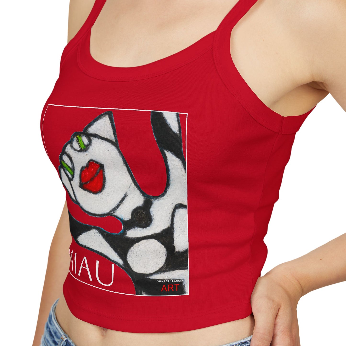 Women's Spaghetti Strap Tank Top - Motiv: Miau