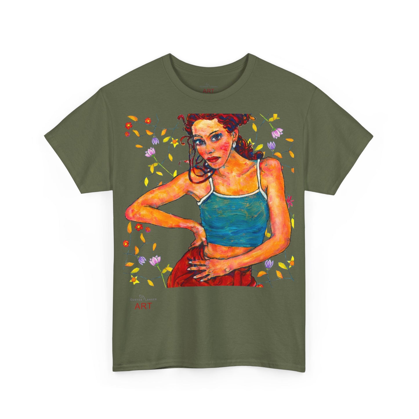 Unisex Heavy Cotton Tee - Motiv: Lea A02, Ranken, 40,45 cm, Neck Label