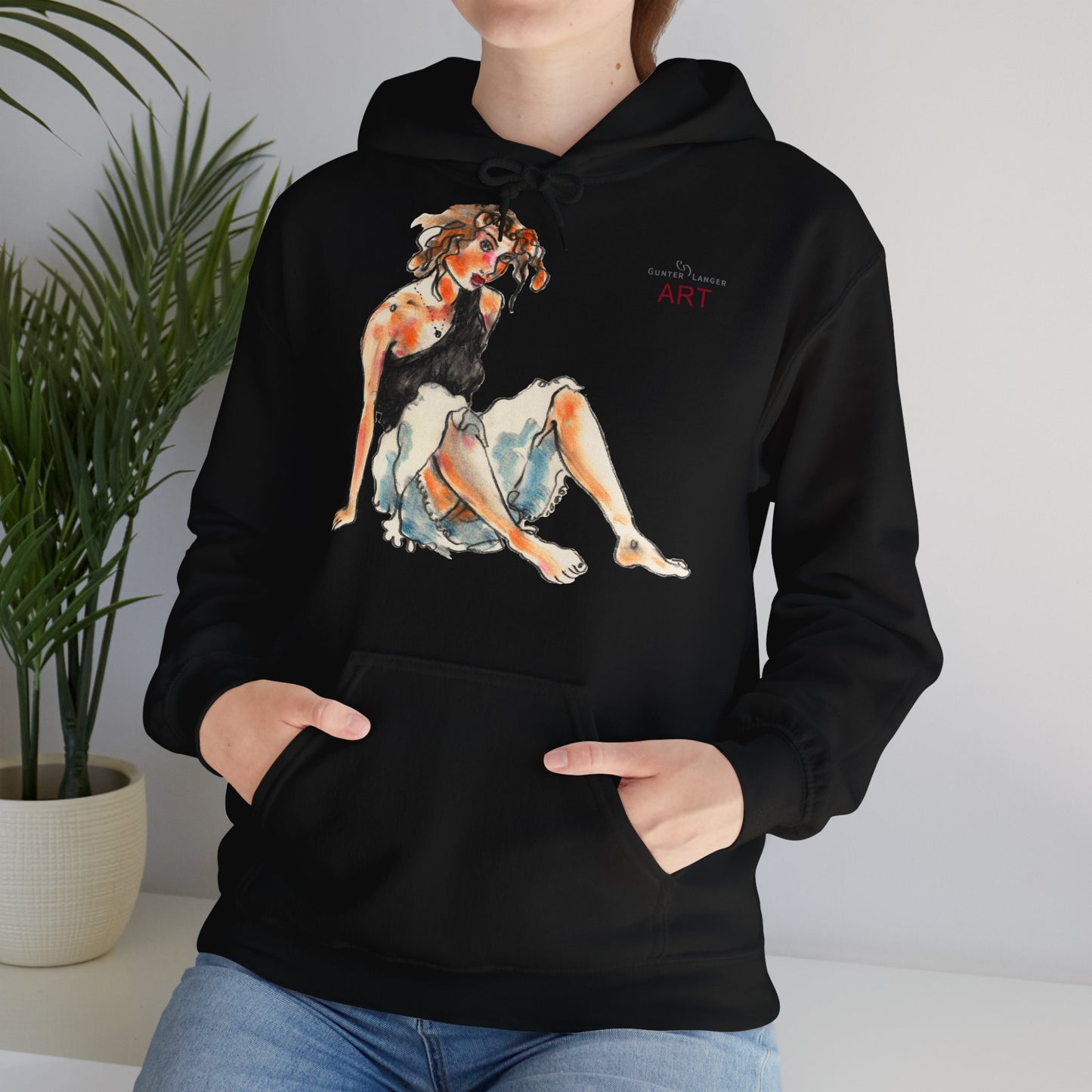 Unisex Heavy Blend™ Hooded Sweatshirt - Motiv Frontseite "Rosa", H 28 cm & Rückseite "Rosa", H 34 cm