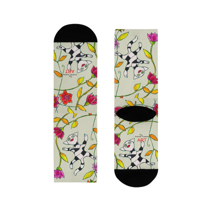 Sublimation Crew Socks (EU) - Motiv: Katze fliegt durch Ranken M
