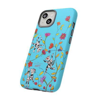 Tough Cases - iPhone - Motiv: Karierte Katzen, blau
