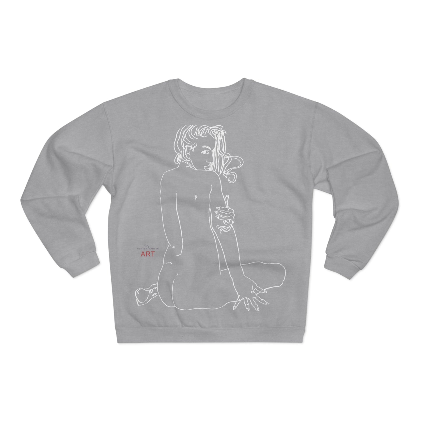 Unisex Crew Neck Sweatshirt (EU) - Motiv: Front Emilia & Rückseite Emilia, (Weiß) H 48 cm