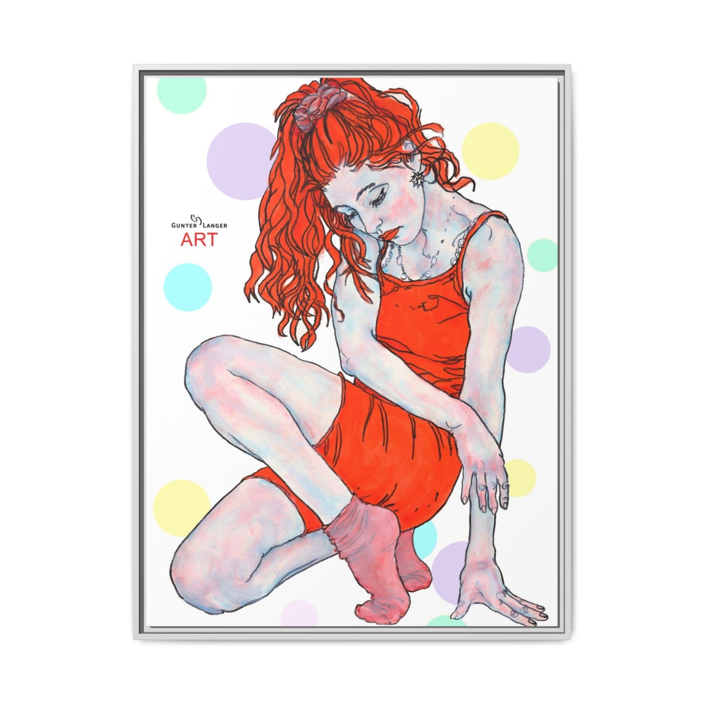 Matte Canvas, Framed (Multi-color) - Motiv:  Julia, Farbkreise, Format groß, H 91,4 bis 152,4 cm