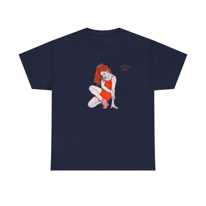 Unisex Heavy Cotton Tee - Motiv:  Front Julia, H25 cm & Rückseite Julia, H 49 cm