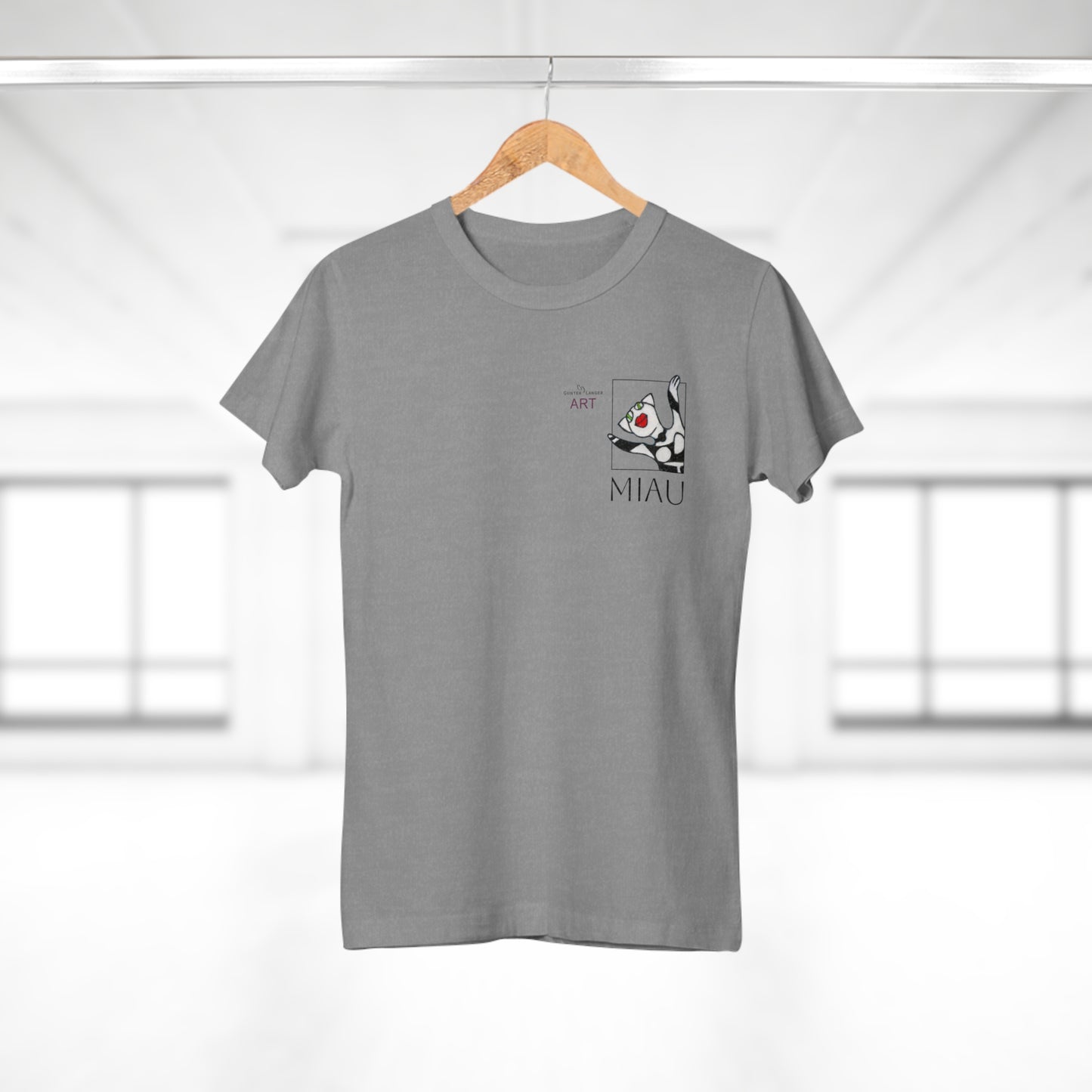 Single Jersey Women's T-shirt - hell - Motiv: Miau, H 9,7 cm